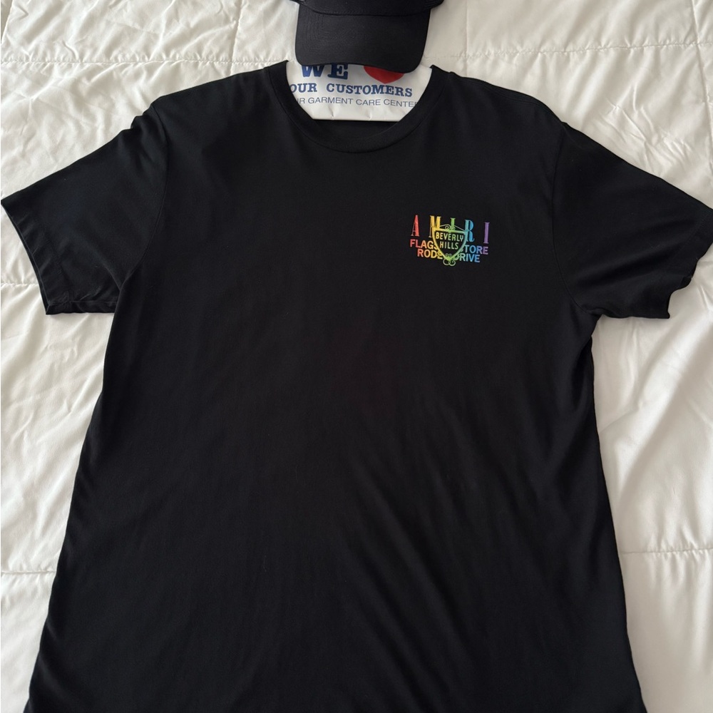 AMIRI Black Tee with Colorful Logo